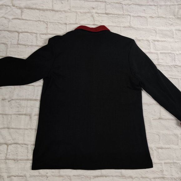 Sag Harbor Petite M Black Red Contrast Trim Button Front Blazer Vintage Retro - Picture 9 of 11